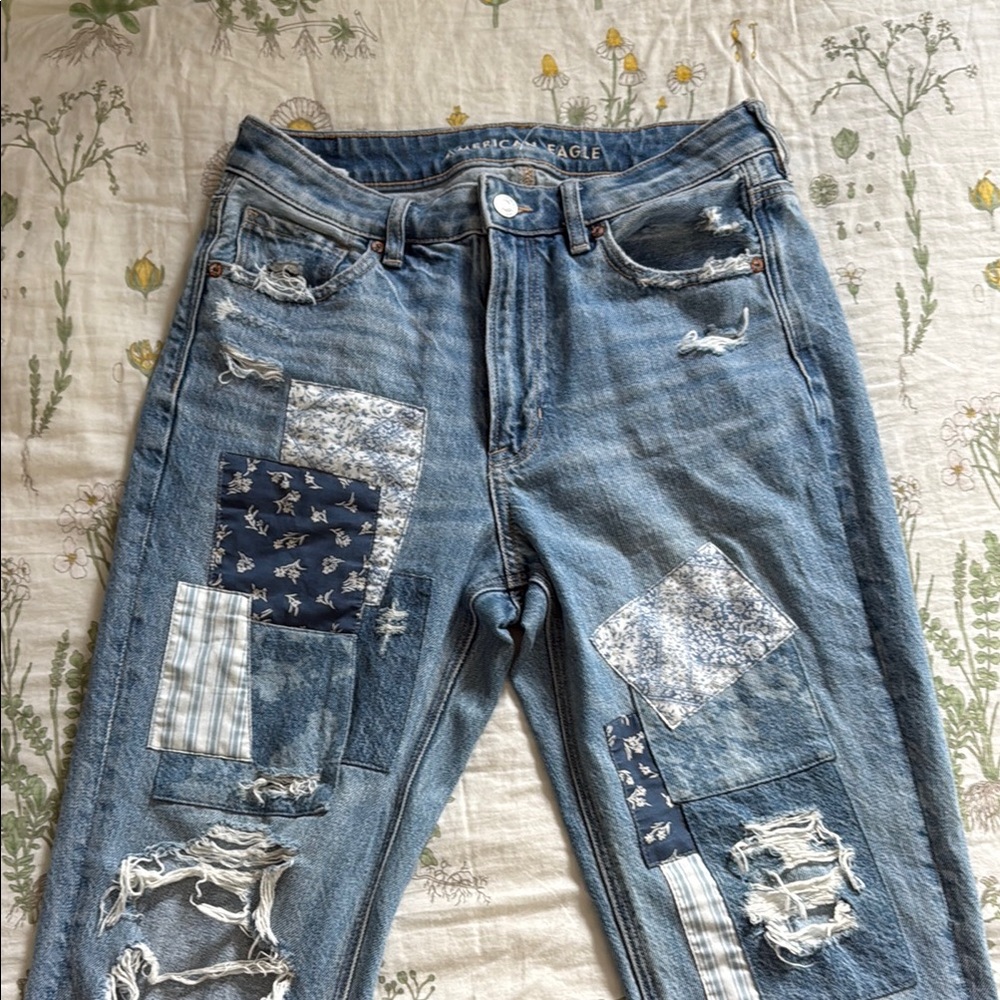 American Eagle Outfitters Women's Blue Patchwork Jeans